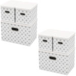 HomeLife Cutie de depozitare cu capac, set de 3 bucăți - set dublu alb cu flori
