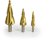 MAR-POL Burghie spiralate în trepte pentru metal 3buc 4-12, 4-20, 6-30mm 14235 (M22322) Burghiu