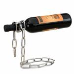  Suport decorativ pentru sticla de vin, lant metalic, iluzia sticlei plutitoare Suport sticla vin