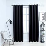 vidaXL Perdele opace cu inele, 2 buc. , negru, 137x213 cm, material textil GartenMobel Dekor (134838)