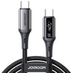 JOYROOM STARTALK adatkábel (Type-C - Type-C, 100W, PD gyorstöltő, LED jelzés, 120cm) FEKETE (180212)