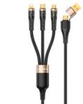 Awei töltőkábel 3in2 (Type-C/USB - lightning/Type-C, microUSB, 100W, gyorstöltő, 120cm) FEKETE (169261)