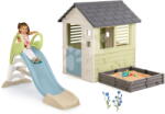 Smoby Set căsuță cu nisipar și 1, 5 m tobogan cu apă Square Playhouse Life Smoby extensibil cu 3 ferestre și 2 tobogane cu filtru UV (SM810740A-16) Casuta pentru copii