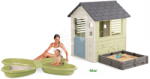 Smoby Set căsuță cu nisipar și grădină 2în1 Square Playhouse Life Smoby căsuță extensibilă și nisipar Motîe cu jet de apă (SM810740A-4) Casuta pentru copii
