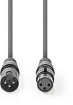 Nedis COTG15010GY150 балансиран/симетричен XLR 3-пинов щепсел | XLR 3-пинов контакт, 15 м (COTG15010GY150)