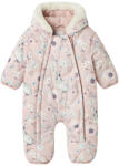 NAME IT Combinezon bebe, fete, cu glugă, roz cu iepurasi si flori, 50-80 violet (1492DF)