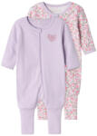 NAME IT Set 2 salopeta fete mâneca lunga, violet/lila cu flori, 50/98 Violet, modelat/Lila pastel (143BFB)