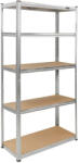 Dedra Fém raktári polc ezüst, 5 MDF polccal, 90x40/180cm (N1410) (N1410)