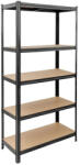 Dedra Fém raktári polc fekete, 5 MDF polccal, 90x40/180cm (N1411) (N1411)
