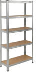 Dedra Fém raktári polc ezüst, 5 MDF polccal, 75x30/154cm (N1405) (N1405)