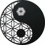  Fali dekoráció Zen Wood - Jing-Jang mintás, lézervágott kör alakú HDF fa falikép, 50 cm fekete