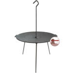 Kályhaház Öntöttvas Grilltárcsa, Akasztóval Ø 45 cm - 3 Lábú, Enyhén íves, kerek Sütőtárcsa