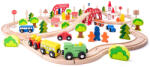 Woodyland Jucarie din lemn - Set tren cu pod si bariera (90 piese) (93062) - delphionline Trenulet