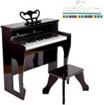 Hape Jucarie din lemn copii - Pian electronic negru inalt (E0631A) Instrument muzical de jucarie