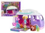 Mattel Set Glamping Polly Pocket Van Kamper, 7.5 cm, 15 accesorii Figurina
