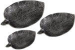  3 részes antik hatású ezüst színű levél formájú kínáló tál fából - 35 cm (VSA-21860083)