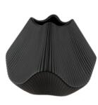  „Lamellen kortárs fekete kerámia váza hullámzó formavilággal - dekoráció modern terekhez - 22 cm (55380)