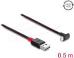 Delock EASY-USB 2.0 kábel A-típusú csatlakozódugó - USB Type-C csatlakozódugó, ívelt felfelé / lefelé, 0, 5 m, fekete (4043619815494)