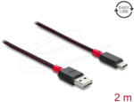 Delock EASY-USB 2.0 kábel A-típusú csatlakozódugó - USB Type-C csatlakozódugó, 2 m, fekete (4043619815432)