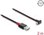 Delock EASY-USB 2.0 kábel A-típusú csatlakozódugó - USB Type-C csatlakozódugó, ívelt felfelé / lefelé, 2 m, fekete (4043619815517)