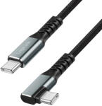 LogiLink USB 3.2 Gen2 Type-C kábel, C/M 90 - C/M, 10 Gbps, 100W, 4K, fém, fekete, 1 m (4052792081312)