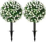 HOMCOM Sfere de trandafiri artificiale rezistente la UV pentru exterior, set de 2 topiary-uri, 55 cm, Alb | Aosom Romania (83C-240V00WT)