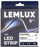 Lemlux LED szalag, 24Vdc, 11W/m, COB 480LED/m, 1200lm, semleges fehér 4000K, IP65, 180°