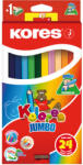 Kores Creioane colorate triunghiulare jumbo KORES KO93524, 24 culori + ascutitoare (KO93524)