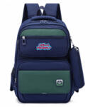 School Friendly Ghiozdan clasa 0 cu penar School Friendly, 4 fermoare, bleumarin cu verde, motiv Funtasy (OMRS2106VE)