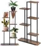 Sersimo 6 rafturi din metal și MDF, 60x20x113 cm, negru și maro (GA0211)