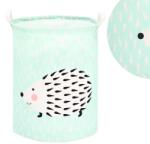 Sersimo Cos depozitare haine sau jucarii, 45x35cm, bumbac si in, 55 l, arici, verde (HA0110)