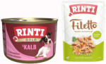 RINTI 6x400g Borjúdarabkák nedves kutyatáp + Filetto Pouch in Jelly kacsa & zöldség ingyen akcióban (100 g )