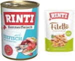 RINTI 6x400g Tengeri hal nedves kutyatáp + Filetto Pouch in Jelly kacsa & zöldség ingyen akcióban
