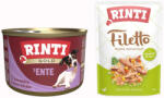 RINTI 6x400g Kacsadarabkák nedves kutyatáp + Filetto Pouch in Jelly kacsa & zöldség ingyen akcióban (100 g )