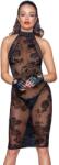 Noir Handmade Midi Tulle Dress With Velvet Straps In The Back - L
