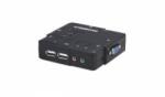 Manhattan Kvm Switch Compact 2-Port, 2X Usb-A, Cables Included, Audio Support, Control 2X Computers From One Pc/Mouse/Screen, Black, Lifetime