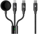 Lemontti Mcdodo CA-4940 O Series 3-в-1 кабел USB-C към USB-C, Lightning и безжично зареждане за Apple Watch, 100W, 1.2 m, черен (CA-4940)