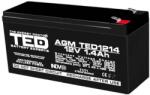 TED Acumulator TED 12V 1.4Ah - Baterie sigilată, fără întreținere, pentru sisteme de securitate (TED002716)