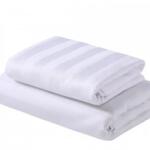 Pucioasa Set husa pat damasc+ 2 fete perna dunga 3 cm, saltea 160x200cm, alb
