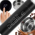 Style Couture Thermo Bögre Led Kijelzővel, Gravírozással, Fekete Ajándék Barátnőnek