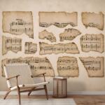 Dovido Tapet partituri muzicale vintage - 245x165