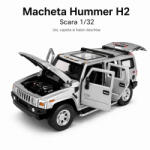 Tayumo Macheta Hummer H2 argintie, cu lumini, sunet si pullback, scara 1: 32 (2929)