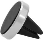 Ro Group Suport auto magnetic pentru telefon, fixare grila ventilatie, placa metalica inclusa, rotire 360 grade, argintiu cu negru