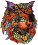 Eureka - Puzzle Puzzle colorat - Pisică din lemn - 100 piese Puzzle