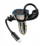 BWOO autós töltő Pd CC96C 1x Usb-c 1x Usb 30W Usb-c kábellel, fekete (GSM191511)