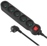 Maclean MCE185 power extension 5 m 5 AC outlet(s) Indoor Black
