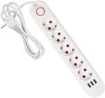 Maclean power strip, 5 socket extension + 3xUSB, 110-240V AC 50/60Hz, 2.1A max 2500W, 1.5m, white, MCE395 W