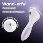 Satisfyer Stimulator Wand-erful, 11 Moduri Suctiune, 12 Moduri Vibratii, Silicon, USB, Mov Deschis, 15.8 cm Vibrator