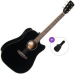 Cort EARTH 60CE Basic SET Black Gloss Chitară electro-acustică Dreadnought
