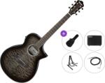 Ibanez AEWC16QA-TKH Premium SET Transparent Black Sunburst Chitară electro-acustică Jumbo